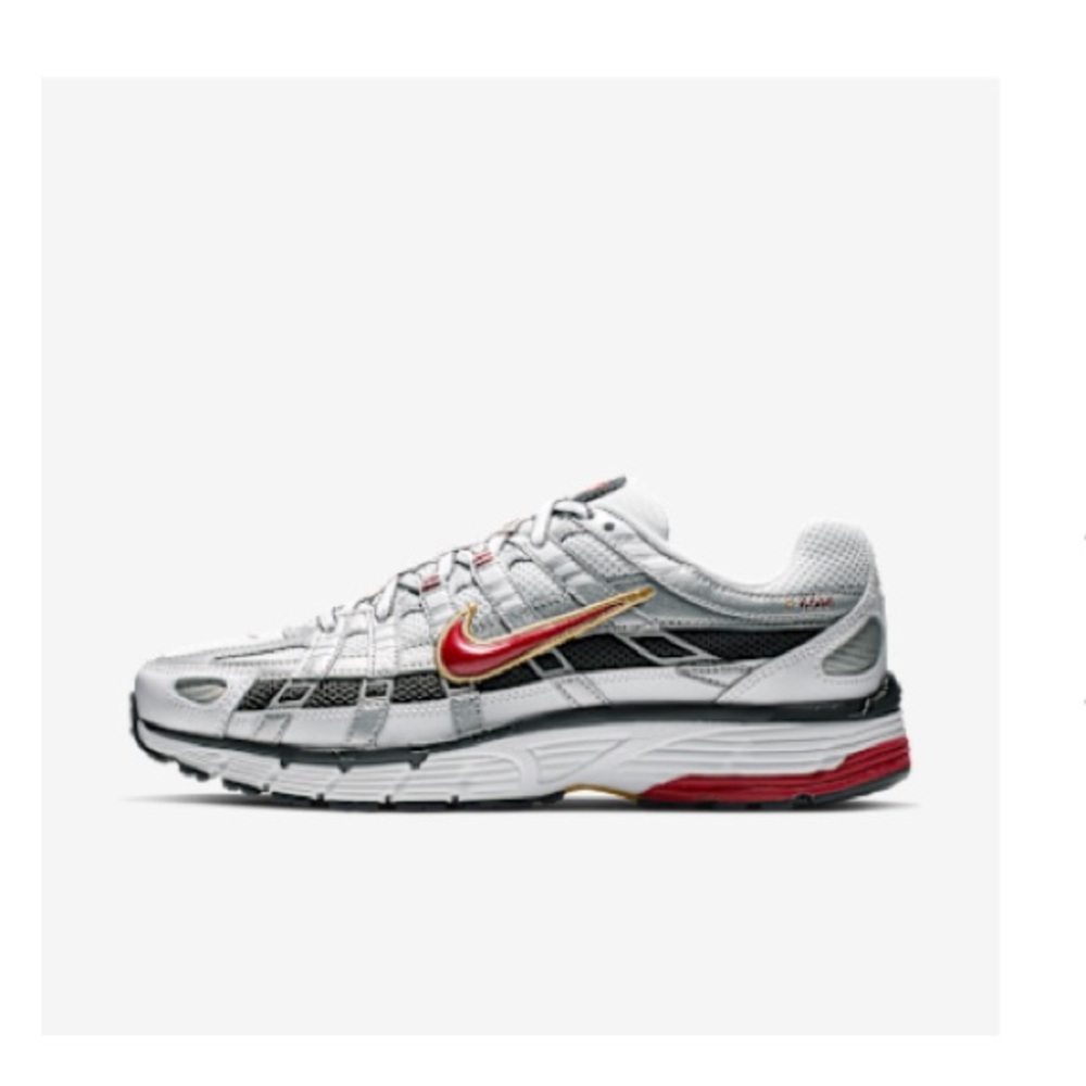 Nike P 6000 in white / silver / red size 6